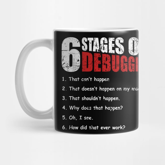 6 Stages of Debugging Bug Coding Computer Programmer T-Shirt by blimbercornbread